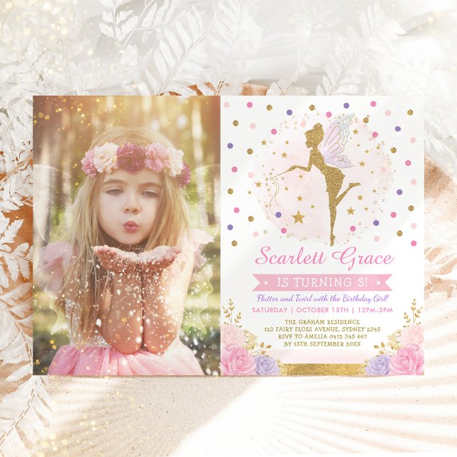 Invitación Magical Fairy Pixie Dust Floral Confetti Birthday (Subido por el creador)