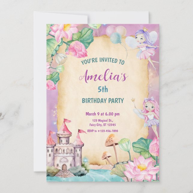 Invitación Magical Fairy Princes Castle (Anverso)