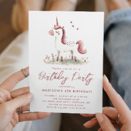 Invitación Magical Fairy Tale Unicorn Partido de Cumpleaños