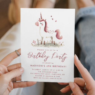 Invitación Magical Fairy Tale Unicorn Partido de Cumpleaños