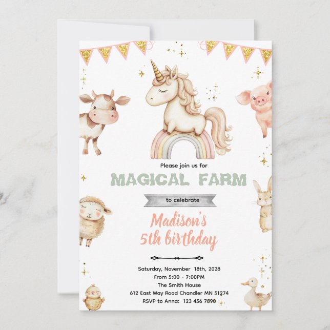 Invitación Magical Farm party Invitation (Anverso)