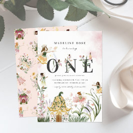 Invitación Magical Floral Fairy 1er Fiesta de cumpleaños