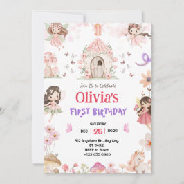 Invitación Magical Girls Fairy 1st Birthday Invitation