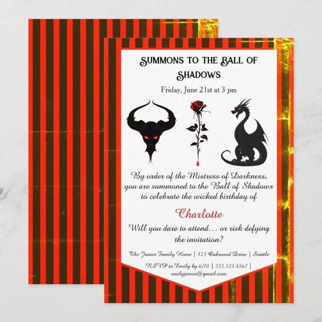 Invitación Magical & Mysterious Kids Birthday Party  (Anverso / Reverso)