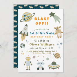 Invitación Magical Personalized Space Birthday Party Invite