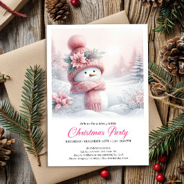 Invitación Magical Pink Snowman Editable Kids Christmas Party