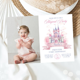 Invitación Magical Princess Castle 1ª foto de cumpleaños