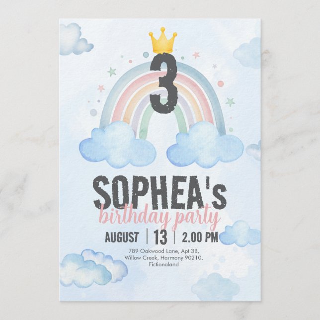 Invitación Magical Rainbow Birthday Invitation (Anverso)