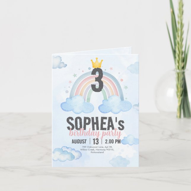 Invitación Magical Rainbow Birthday Invitation (Anverso)