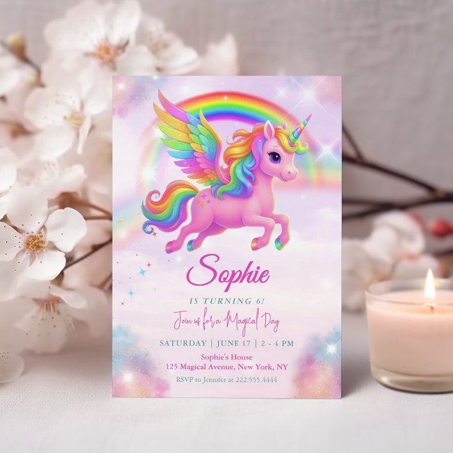 Invitación Magical Rainbow Unicorn Birthday Invitation (Subido por el creador)