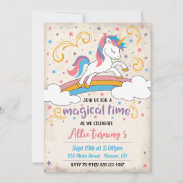 Invitación Magical Rainbow Unicorn Birthday Invitation