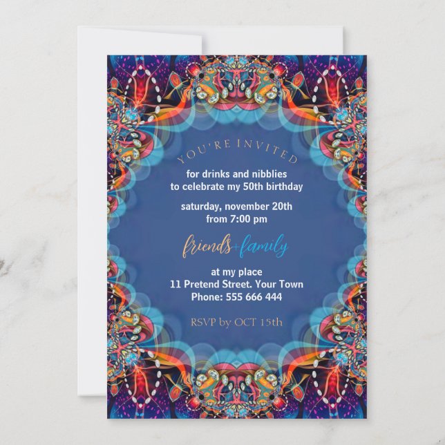 Invitación Magical Royale 50.º Fiesta de la cena de cumpleaño (Reverso)