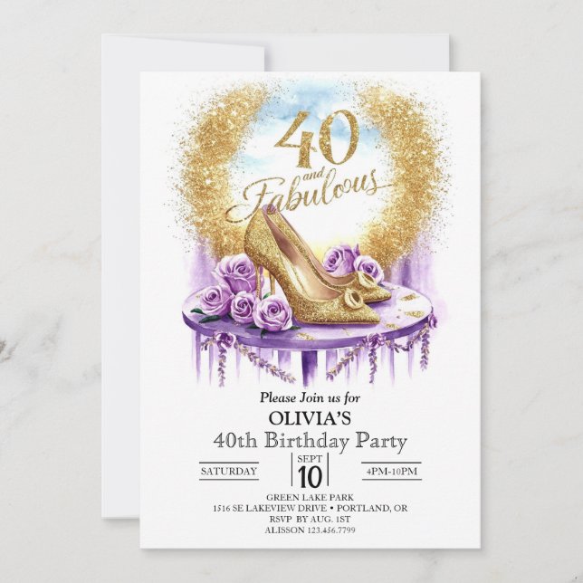 Invitación Magical Stylish Digital Gold 40 cumpleaños (Anverso)