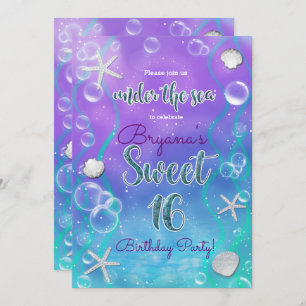 Invitación Magical Under The Sea Sweet 16 16th Birthday Party