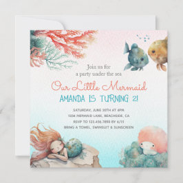 Invitación Magical Under the Sea Watercolor Chica