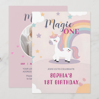 Invitación Magical Unicorn 1st Birthday