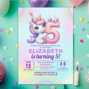 Invitación Magical Unicorn 5th Birthday – Rainbow theme