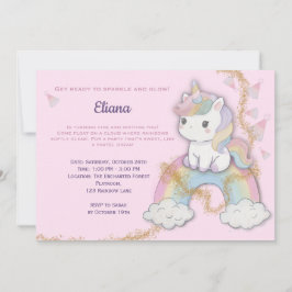 Invitación Magical Unicornio 5 cumpleaños Pastel Arcoiris