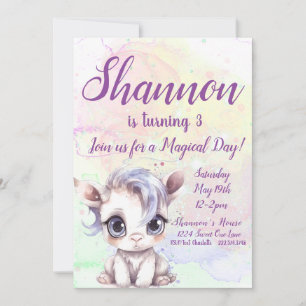 Invitación Magical Unicornio, tercer cumpleaños,