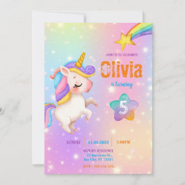 Invitación Magical Unicorns Purple Birthday Party 
