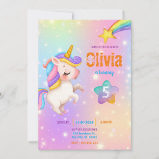 Invitación Magical Unicorns Purple Birthday Party