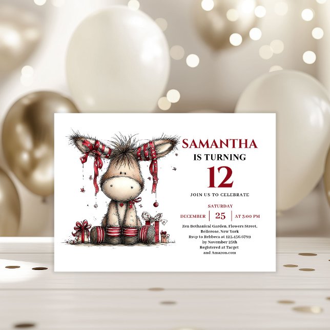Invitación Magical whimsical animals donkey kids birthday (Magical whimsical animals look kids birthday invitation

)