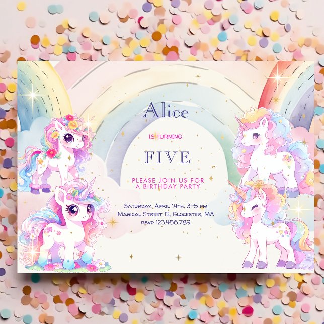 Invitación Mágicas unicornios y arcos acuáticos cumpleaños (Subido por el creador)