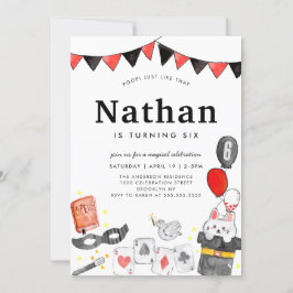 Invitación Magician Rabbit Deck Card Wand Magic Show Cumpleañ