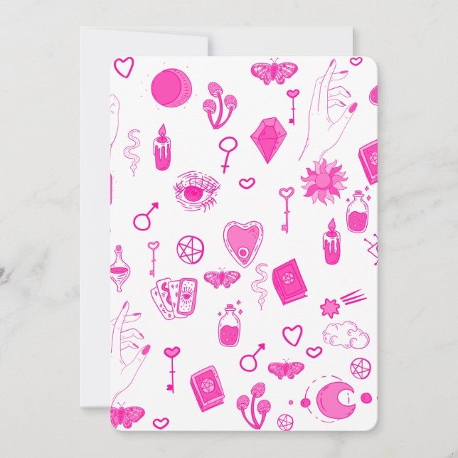 Invitación mágico místico rosa (Anverso)