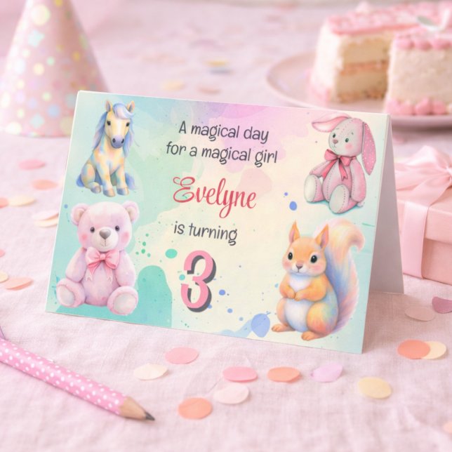 Invitación Magico Pastel Chicas Cumpleaños Unicornio Conejito (Subido por el creador)