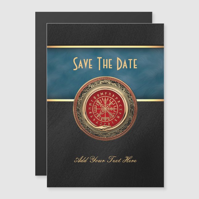 Invitación Magnética [100] Vegvisir - Viking Gold Magic Runic Compass (Anverso/Reverso)
