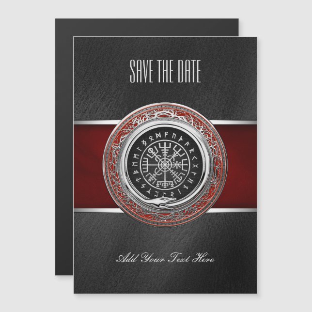 Invitación Magnética [100] Vegvisir - Viking Silver Magic Runic Compass (Anverso/Reverso)