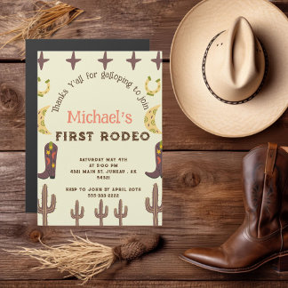 Invitación Magnética 1er Rodeo Fiesta Occidental Cumpleaños Country