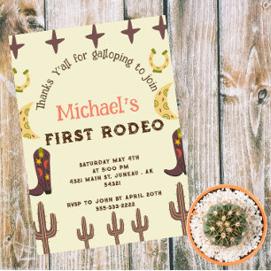 Invitación Magnética 1er Rodeo Fiesta Occidental Cumpleaños Country 