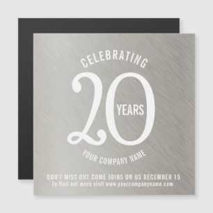 Invitación Magnética 20° aniversario corporativo salven la fecha platin