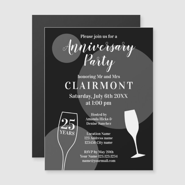 Invitación Magnética 25° Aniversario Boda del personalizado (Anverso/Reverso)