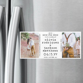 Invitación Magnética 2 Foto Única Boda Moderna Guardar la fecha