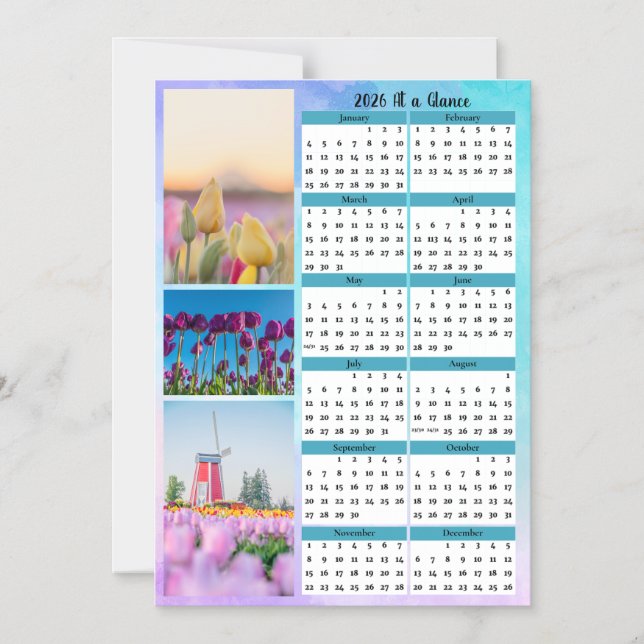 Invitación Magnética 3 Calendario de un vistazo de Tulipán (Anverso)