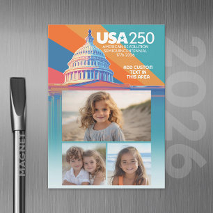 Invitación Magnética 3 Colaje de Fotos - USA 250 Cúpula del Capitolio A