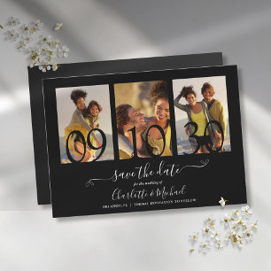 Invitación Magnética 3 Foto Boda En Blanco Y Negro Guardar La Fecha