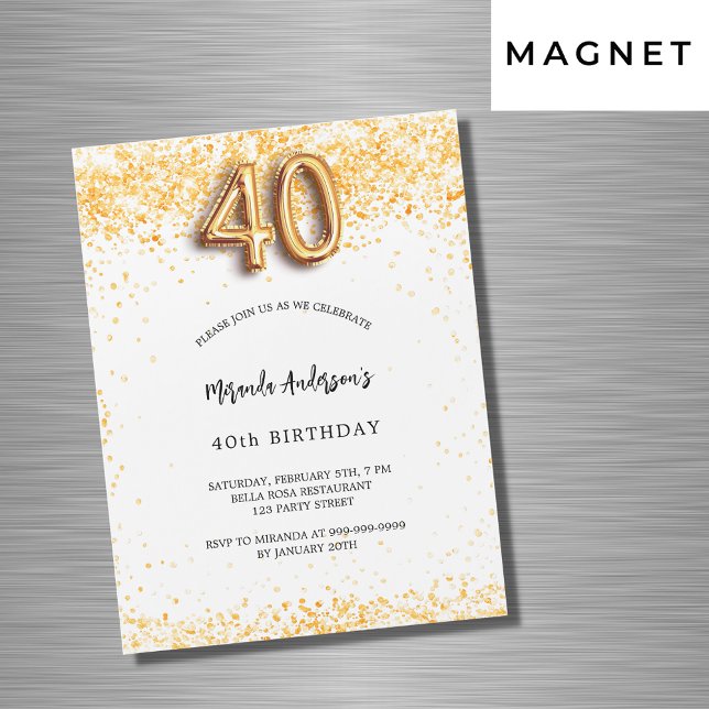 Invitación Magnética 40.ª festividad de oro blanco (Subido por el creador)