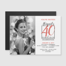Invitación Magnética 40 y fabulosa (cualquier cumpleaños) celebración �