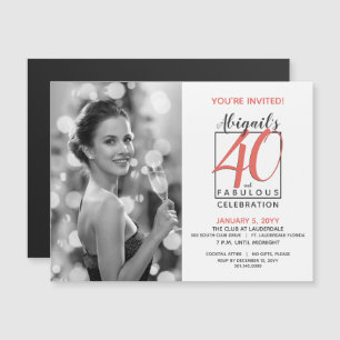 Invitación Magnética 40 y fabulosa (cualquier cumpleaños) celebración �