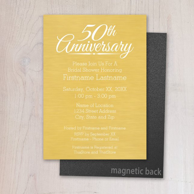 Invitación Magnética 50.º aniversario Boda de oro personalizado (Magnetic Invitation - Wedding Anniversary)