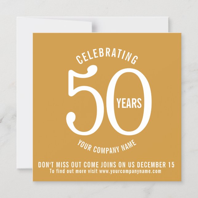 Invitación Magnética 50 años de aniversario corporativo guardar la prom (Anverso)