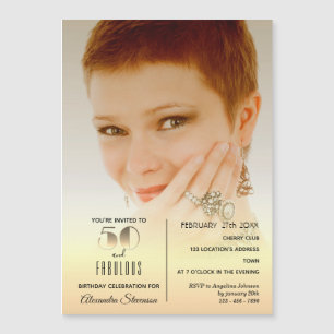 Invitación Magnética 50 y fabuloso , Elegante Oro 50 cumpleaños foto