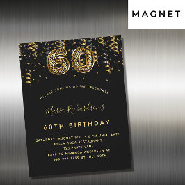 Invitación Magnética 60 años de oro negro patrón leopardo lujo