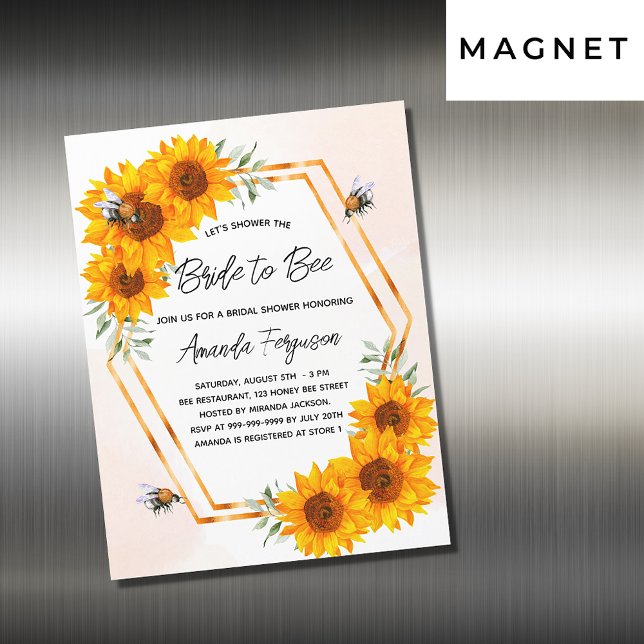 Invitación Magnética Abejas de ducha nupcial girasoles lujo (Subido por el creador)