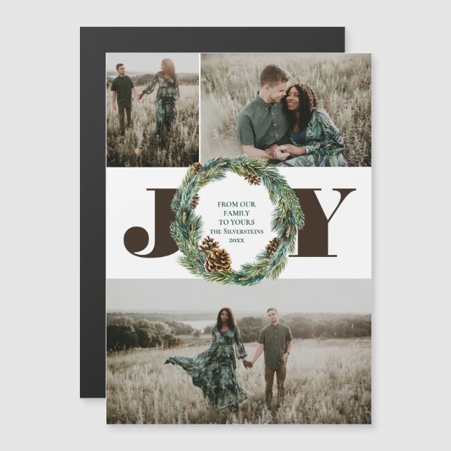 Invitación Magnética Acorn Wreath Navidades Holiday (Anverso/Reverso)