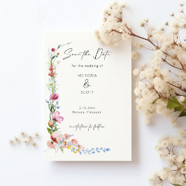 Invitación Magnética Acuarela de Caligrafía de Flor Silvestre para Guar